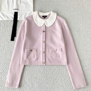Chanel Light Pink Knit Cardigan: A Sweet and Elegant Symphony of Peter Pan Colla